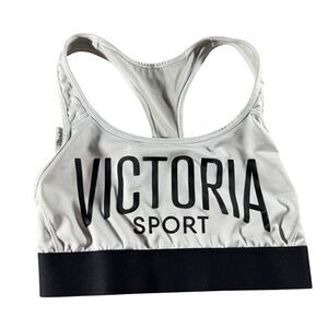 Victoria's Secret Sport The Player Bra White Black Small Logo Pullover Racerback